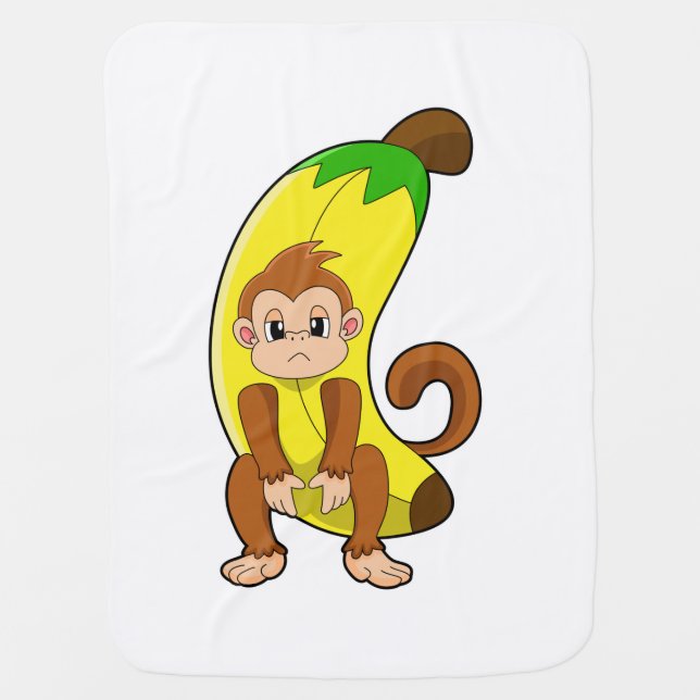 Monkey with Banana Baby Blanket (Front)