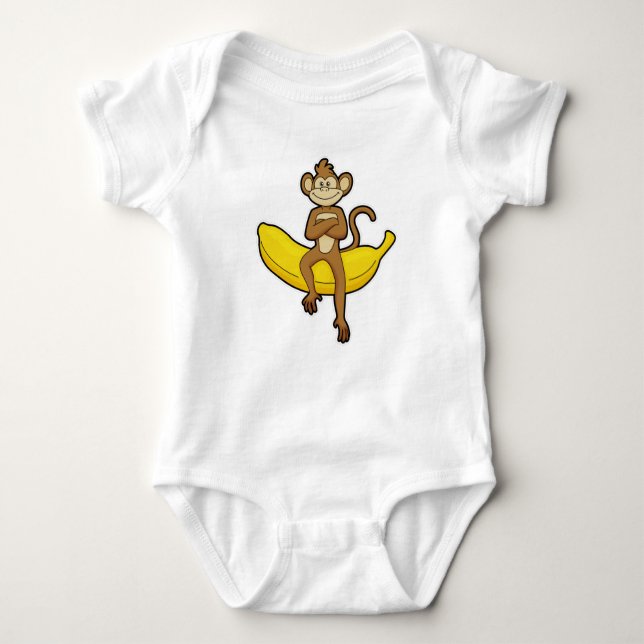 Monkey with Banana Baby Bodysuit (Front)