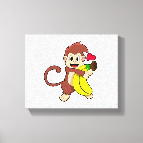 Monkey with Banana Canvas Print
