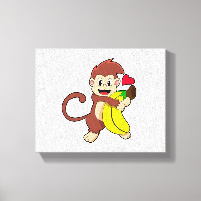 Monkey with Banana Canvas Print (Front)