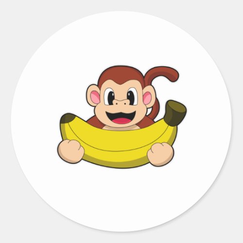 Monkey with Banana Classic Round Sticker