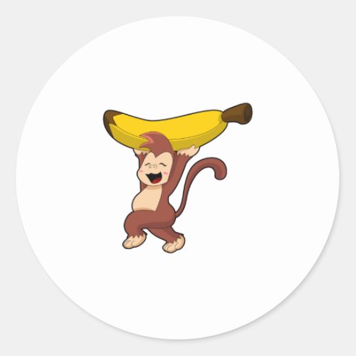 Monkey with Banana Classic Round Sticker