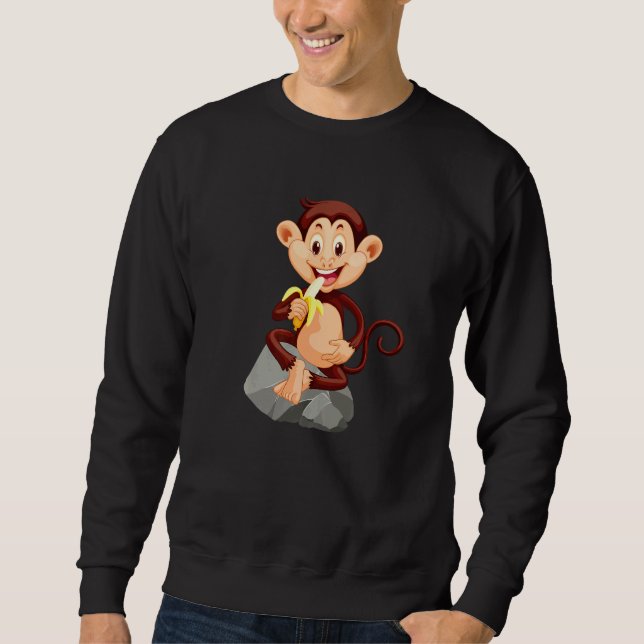 Monkey with banana cute monkey   sweatshirt (Front)