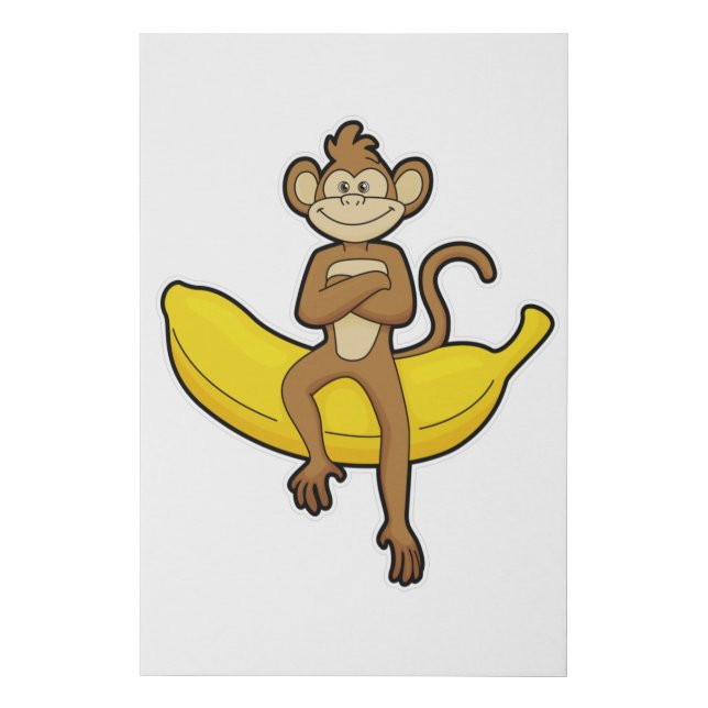 Monkey with Banana Faux Canvas Print (Front)