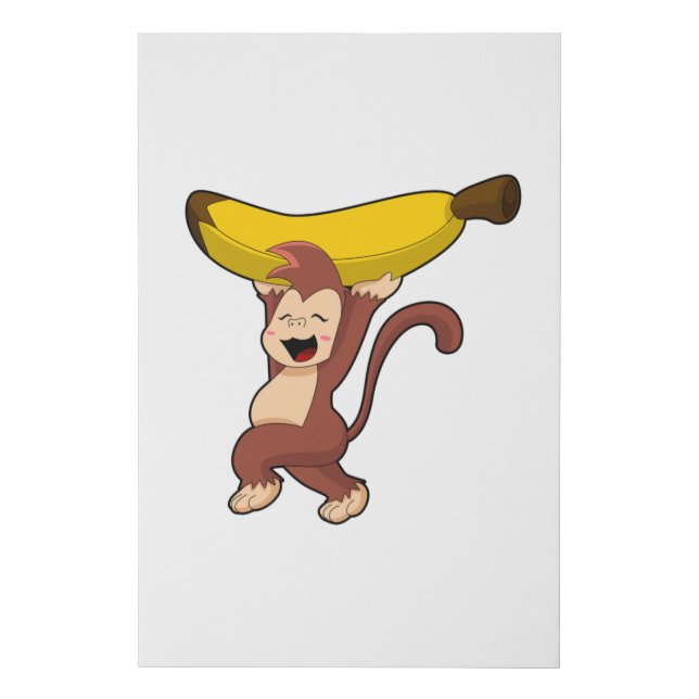 Monkey with Banana Faux Canvas Print (Front)