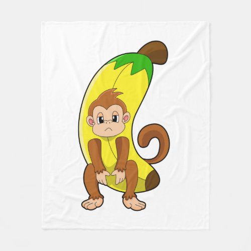 Monkey with Banana Fleece Blanket