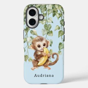 Monkey with Banana Jungle Animal iPhone 16 Case