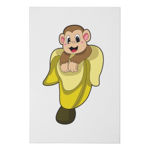 Monkey with Banana peel Faux Canvas Print