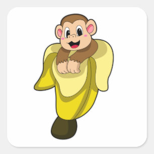 Monkey with Banana peel Square Sticker