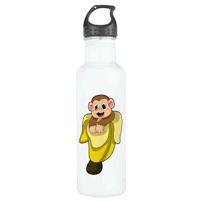 Monkey with Banana peel Stainless Steel Water Bottle (Front)