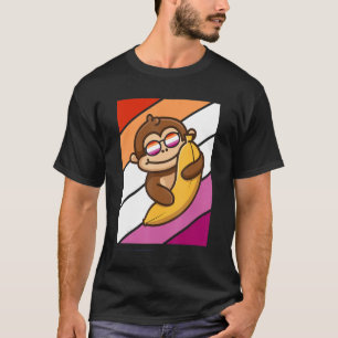 Monkey With Banana Pride Lesbian Flag Lgbtq Proud T-Shirt