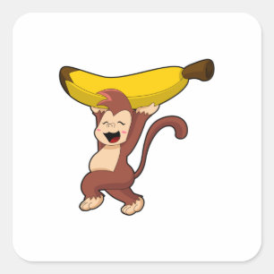Monkey with Banana Square Sticker