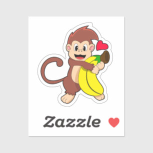 Monkey with Banana Sticker