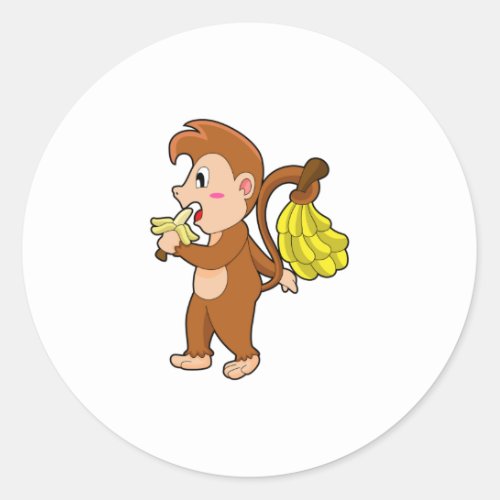 Monkey with Bananas Classic Round Sticker
