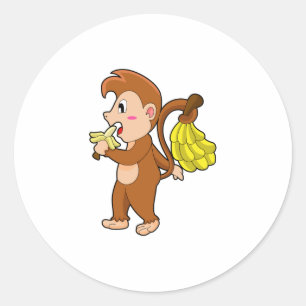 Monkey with Bananas Classic Round Sticker
