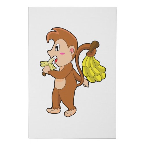 Monkey with Bananas Faux Canvas Print