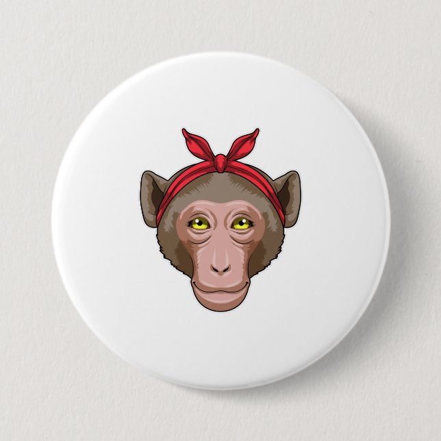 Monkey with Bandana Button (Front)