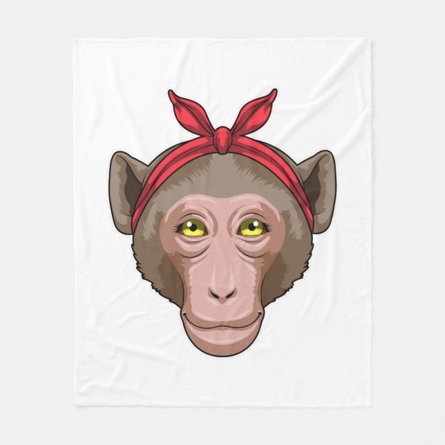 Monkey with Bandana Fleece Blanket (Front)