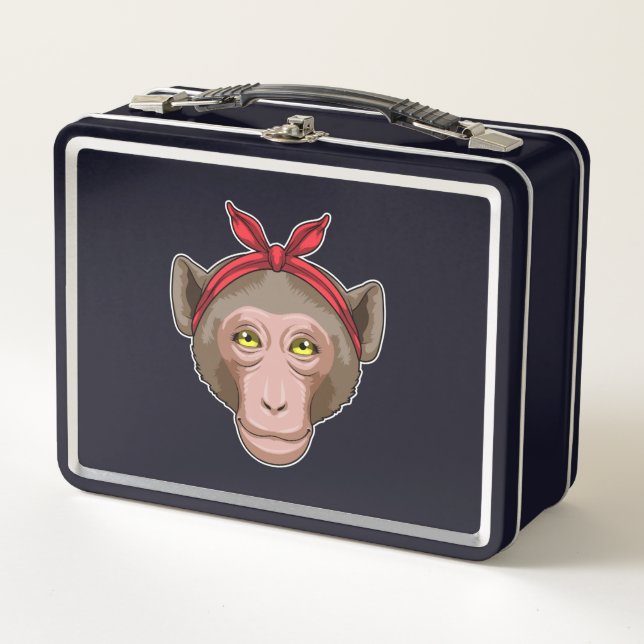 Monkey with Bandana Metal Lunch Box (Front)