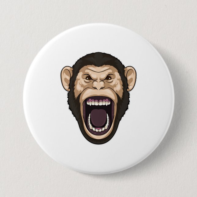 Monkey with black Hairs Button (Front)