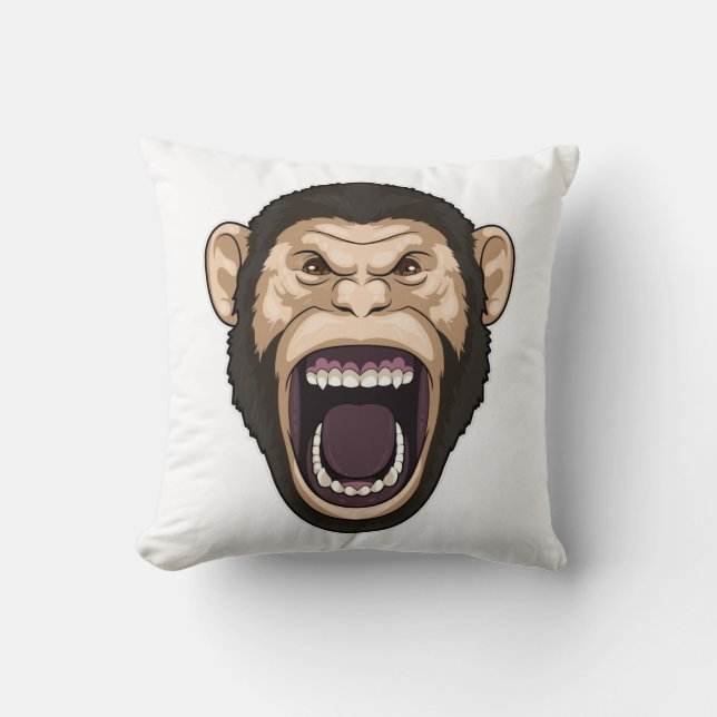 Monkey with black Hairs Throw Pillow (Front)