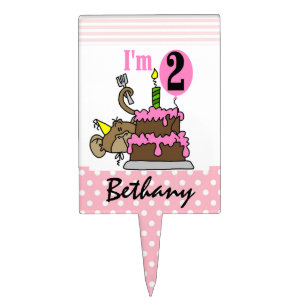 Monkey With Cake 2nd Birthday Cake Topper