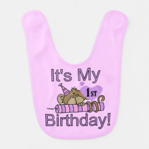 Monkey With Candle 1st Birthday Bib