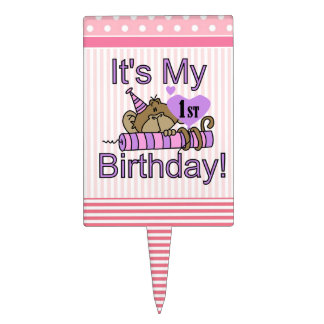 Monkey With Candle 1st Birthday Cake Topper