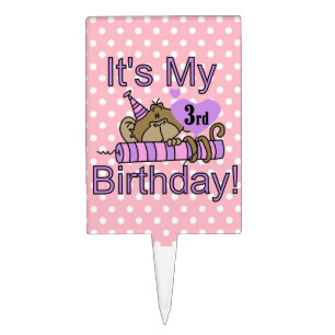 Monkey With Candle 3rd Birthday Cake Topper