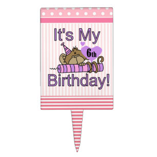 Monkey With Candle 6th Birthday Cake Topper