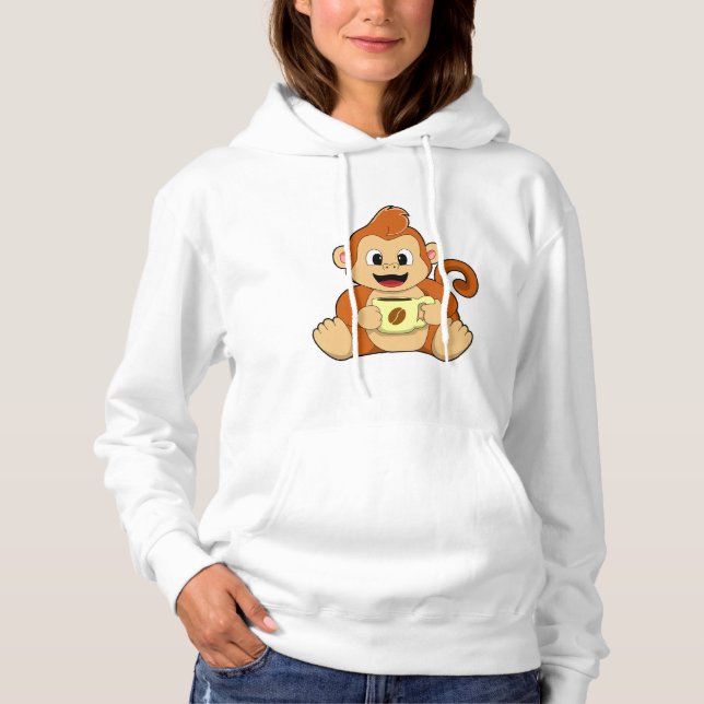Monkey with Cup of Coffee Hoodie (Front)