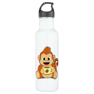 Monkey with Cup of Coffee Stainless Steel Water Bottle