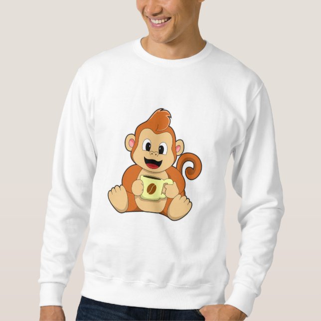 Monkey with Cup of Coffee Sweatshirt (Front)