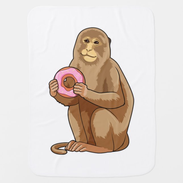 Monkey with Donut Baby Blanket (Front)