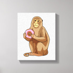 Monkey with Donut Canvas Print