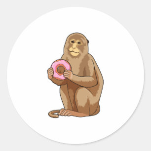 Monkey with Donut Classic Round Sticker