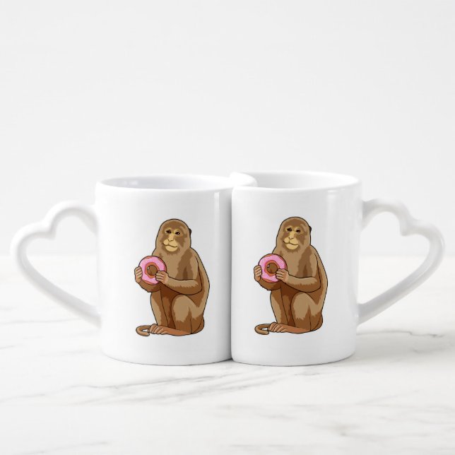 Monkey with Donut Coffee Mug Set (Front Nesting)