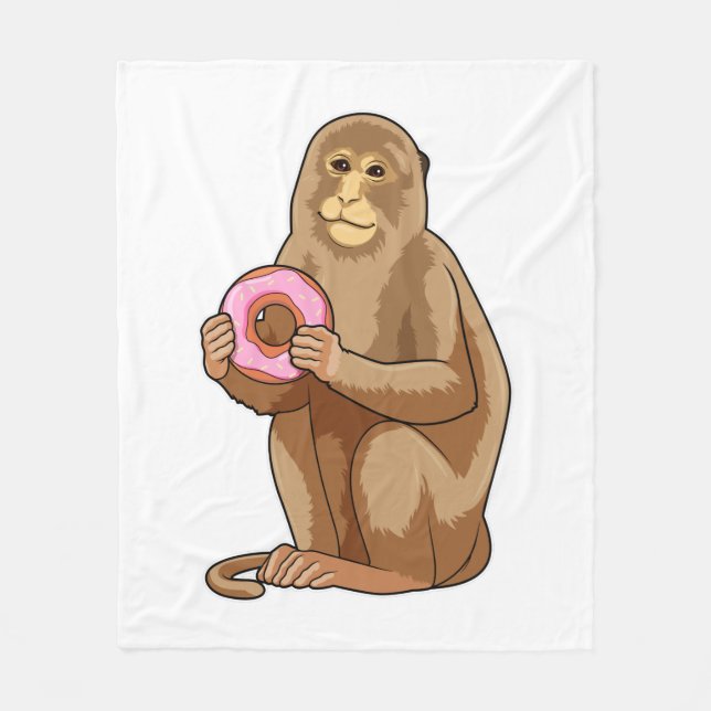 Monkey with Donut Fleece Blanket (Front)