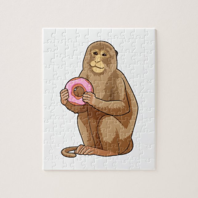 Monkey with Donut Jigsaw Puzzle (Vertical)