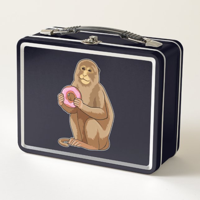 Monkey with Donut Metal Lunch Box (Front)