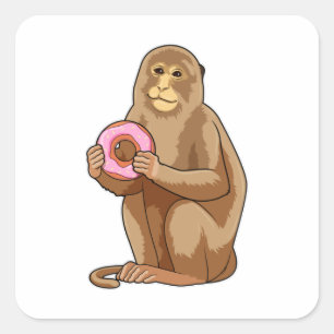Monkey with Donut Square Sticker