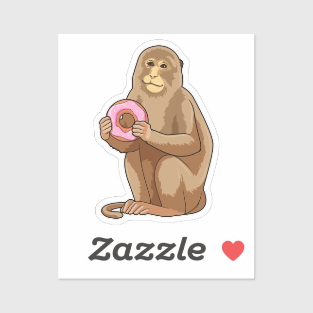 Monkey with Donut Sticker (Sheet)