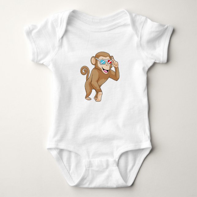 Monkey with Glasses Baby Bodysuit (Front)
