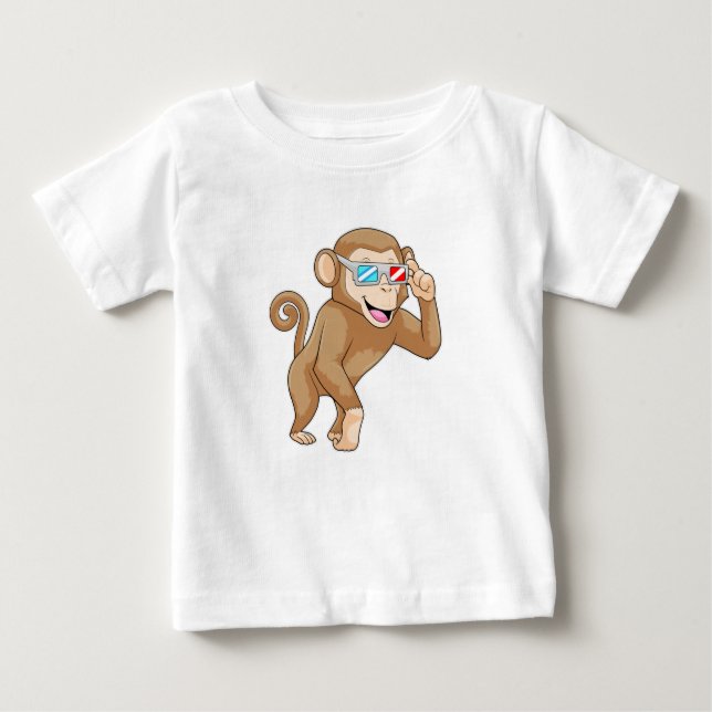 Monkey with Glasses Baby T-Shirt (Front)