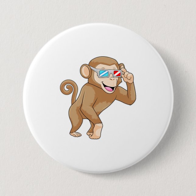 Monkey with Glasses Button (Front)