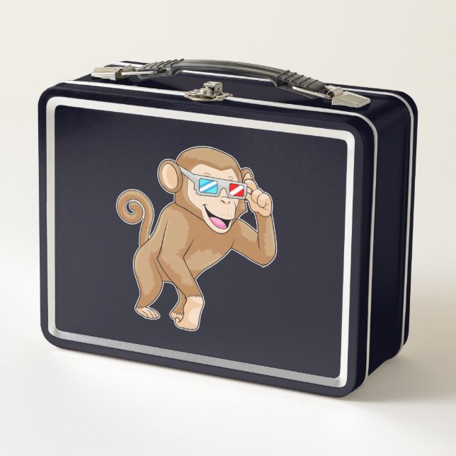 Monkey with Glasses Metal Lunch Box (Front)