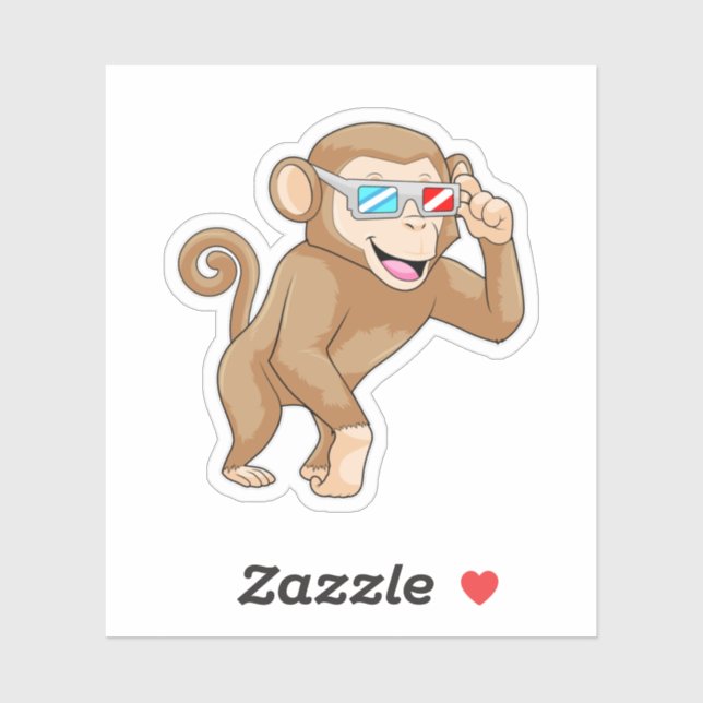 Monkey with Glasses Sticker (Sheet)