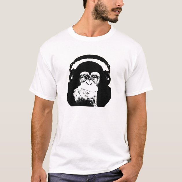 Monkey with clearance headphones t shirt