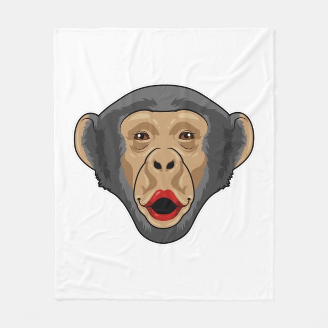 Monkey with Kiss mouth Fleece Blanket (Front)