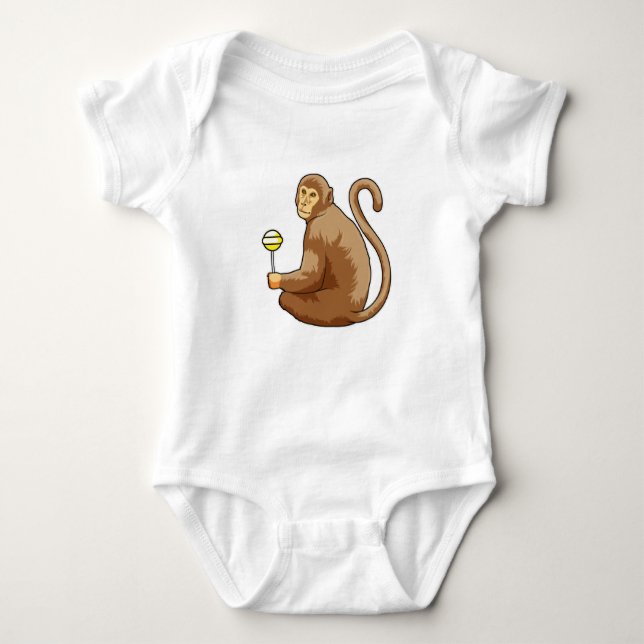 Monkey with Lollipop Baby Bodysuit (Front)